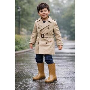 Gucci Kids Rubber Rain Boots GG Monogram Unisex Youth Made in Italy EU 32 US 13